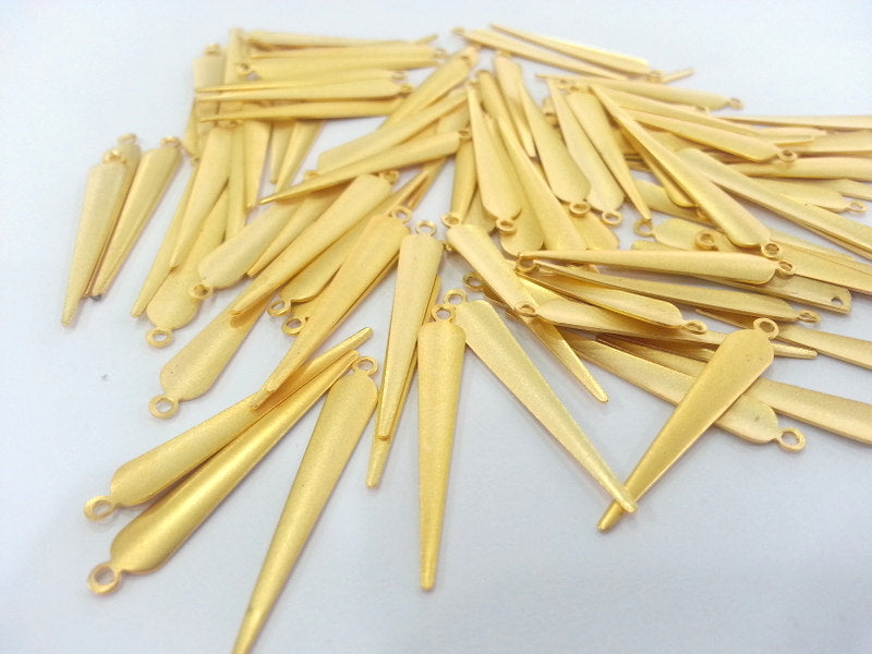 50 Gold Plated Brass Charms  (32x6 mm)  G15083