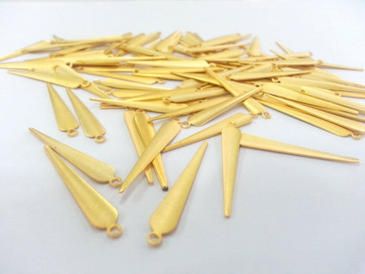 10 Gold Plated Brass Charms  (32x6 mm)  G15083