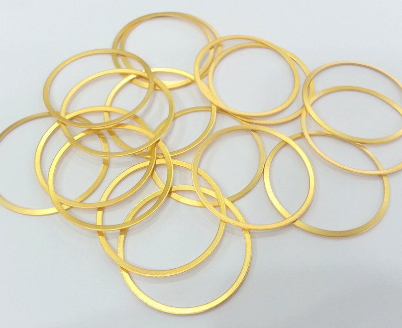 6 Gold Plated Brass Round Circle Findings ,6 Pcs (35mm)  G16686