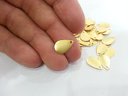 10 Gold Charms Drop Charms , Gold Plated Brass 10 Pcs (13x9 mm)  G13722