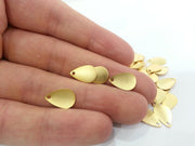10 Gold Charms Drop Charms , Gold Plated Brass 10 Pcs (13x9 mm)  G13722