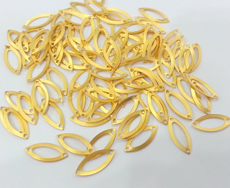 20 Gold Plated Brass Oval Connector , Charms (16x8 mm)  G2255