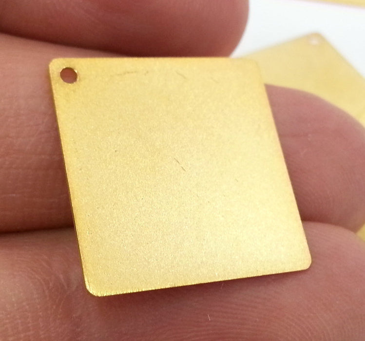 4 Pcs (20 mm)  Square Charms , Gold Plated Brass  G2257