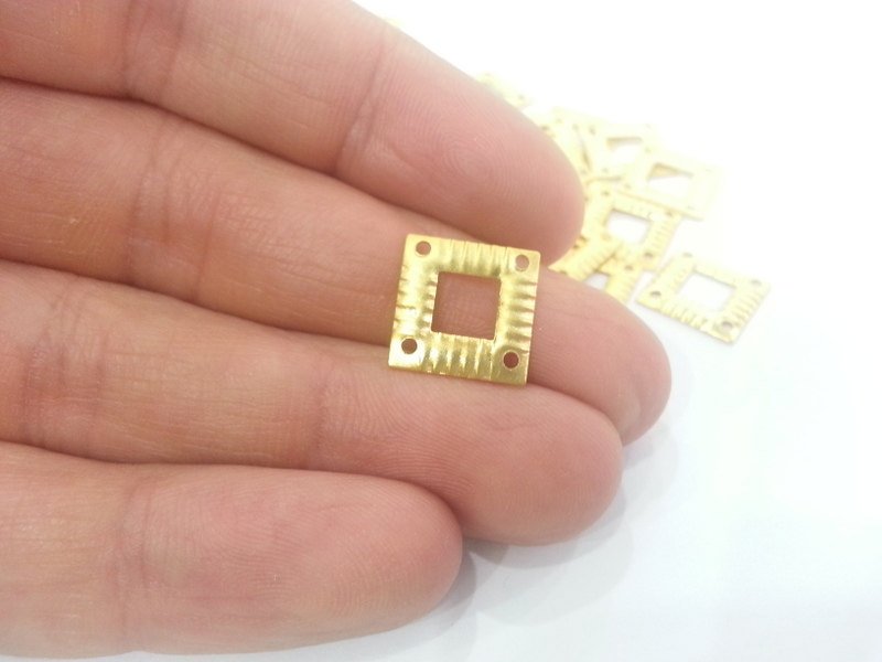 10 Pcs (13 mm) Gold Plated Brass Square Connector G2264