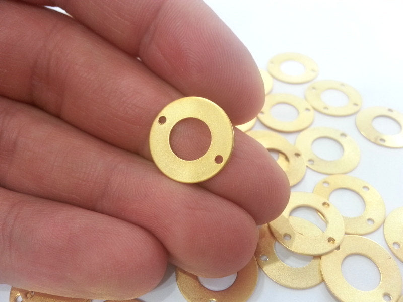8 Pcs (16 mm) Gold Plated Brass Connector with Double Holes  G2267