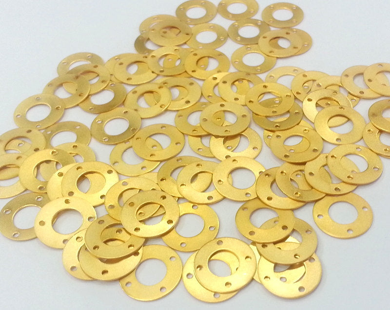 8 Gold Plated Brass Circle Connector 8 Pcs (16 mm)   G2268