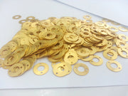 10 Pcs (14 mm)  Round Connector with Double Holes , Gold Plated Brass G2271