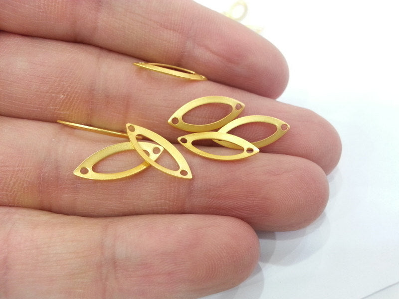 20 Gold Plated Brass Oval Connector , Charms (16x8 mm)  G2255