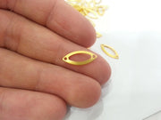 20 Gold Plated Brass Oval Connector , Charms (16x8 mm)  G2255