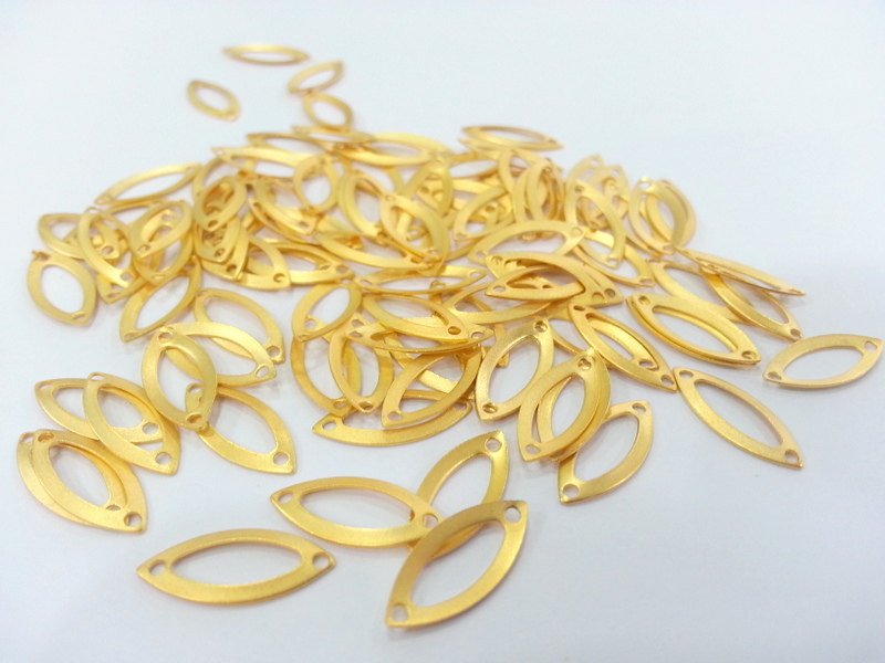 20 Gold Plated Brass Oval Connector , Charms (16x8 mm)  G2255