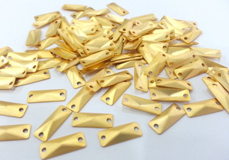 10 Gold Connector Gold Plated Brass Connector , Findings 10 Pcs (16x7 mm) G2256