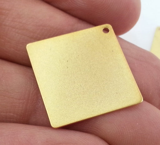 4 Pcs (20 mm)  Square Charms , Gold Plated Brass  G2257