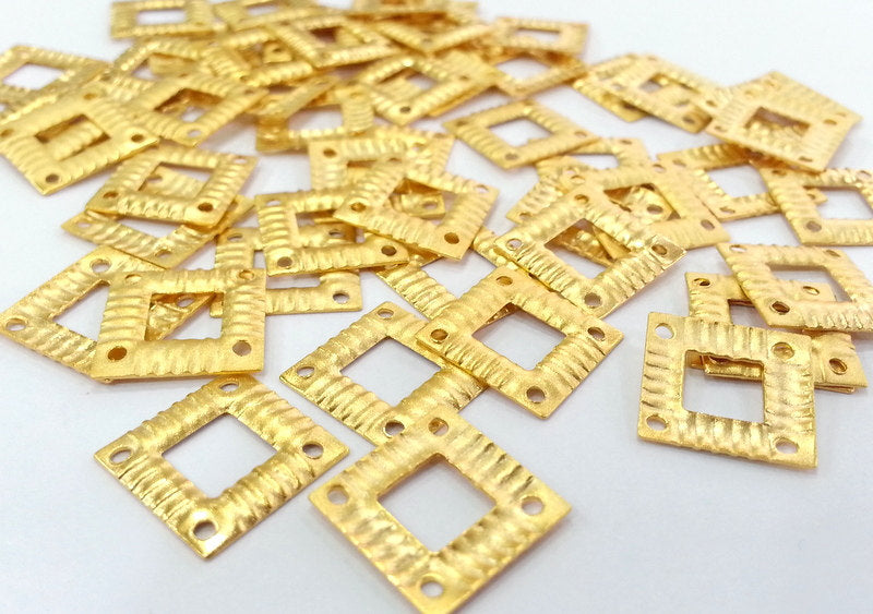 10 Pcs (13 mm) Gold Plated Brass Square Connector G2264