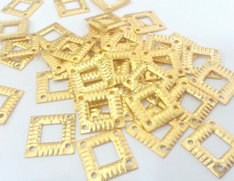 10 Pcs (13 mm) Gold Plated Brass Square Connector G2264