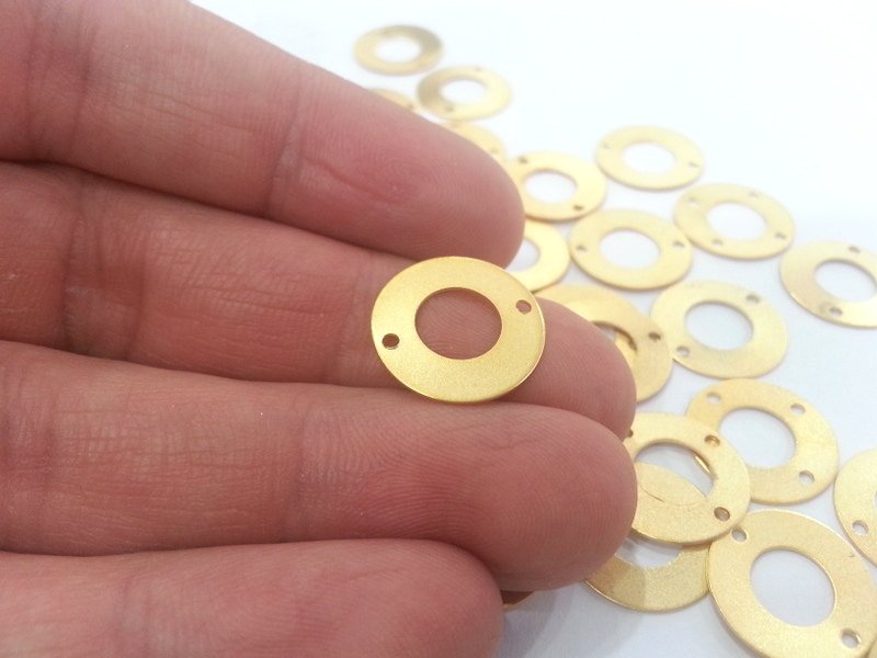 8 Pcs (16 mm) Gold Plated Brass Connector with Double Holes  G2267