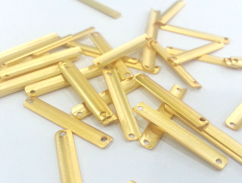 10 Pcs (25x4 mm) Gold Plated Brass Connector , Charms  G2269