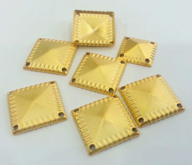 4 Pcs (16 mm) Gold Plated Brass Square Connector , Chams  G2272