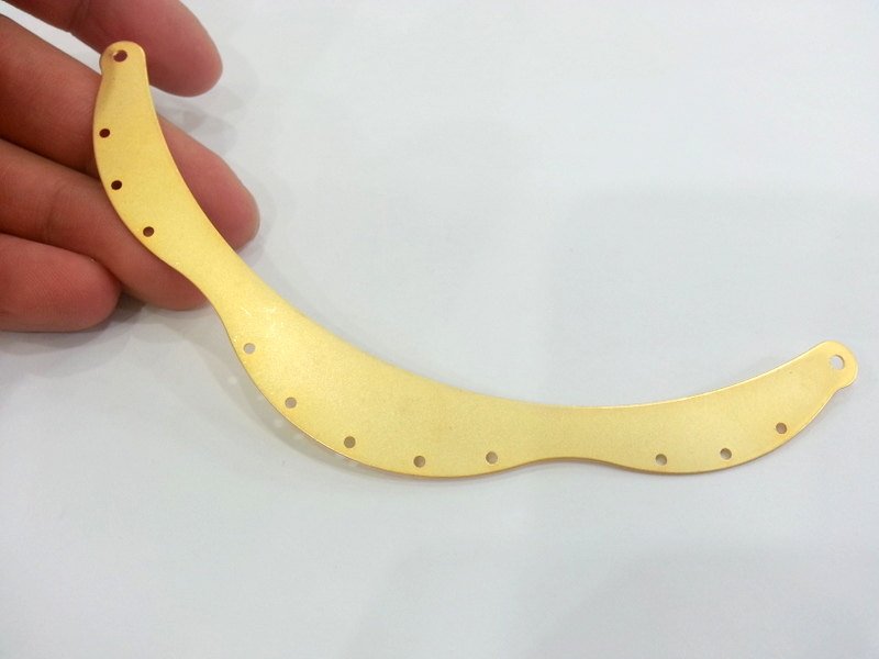 Gold Pendant Collar Pendant Necklace Pendant , Connector with Thirteen Holes , Gold Plated Brass 140x15 mm  G2279