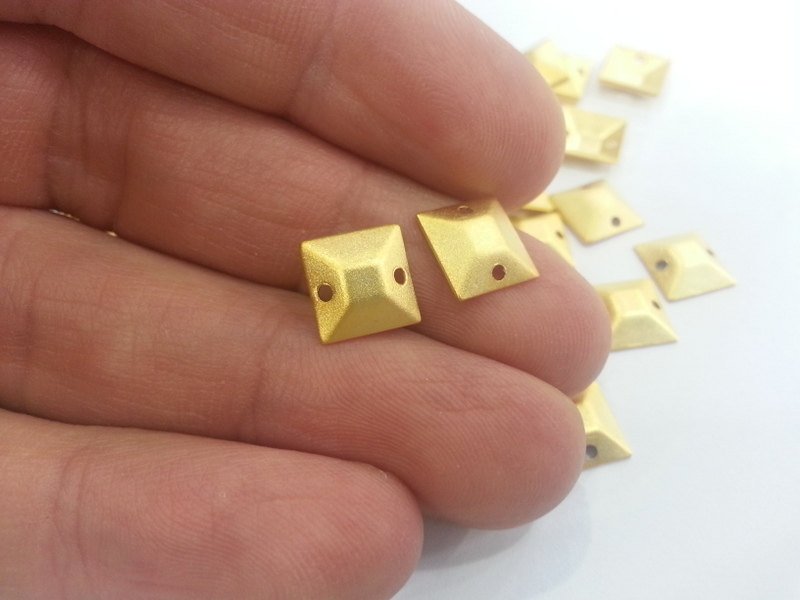 Gold Findings Gold Plated Brass Connector 10 Pcs (10 mm) , Charms G2282