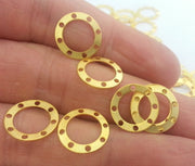 20 Gold Plated Brass Round Connector Charms  , Findings  20 Pcs (14 mm)  G2283