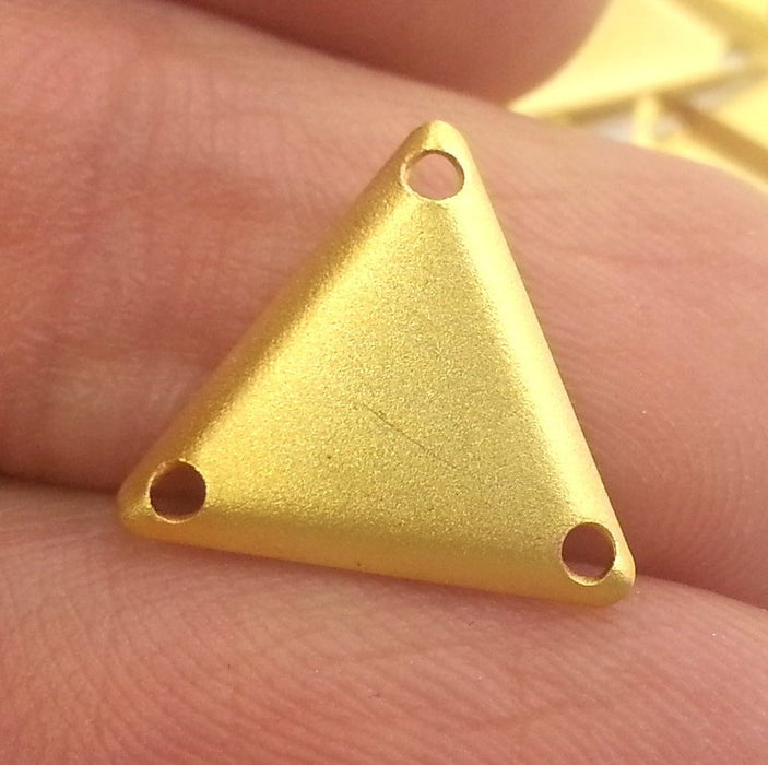 10 Gold Triangle Connector Gold Plated Brass Triangle Charms 10 Pcs (14 mm) G2284