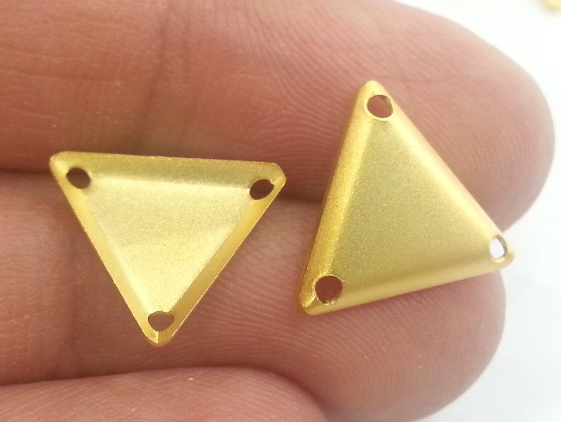 10 Gold Triangle Connector Gold Plated Brass Triangle Charms 10 Pcs (14 mm) G2284