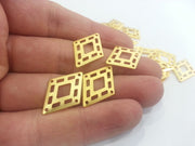 8 Pcs (25x16 mm) Gold Plated Brass  Charms  G2287