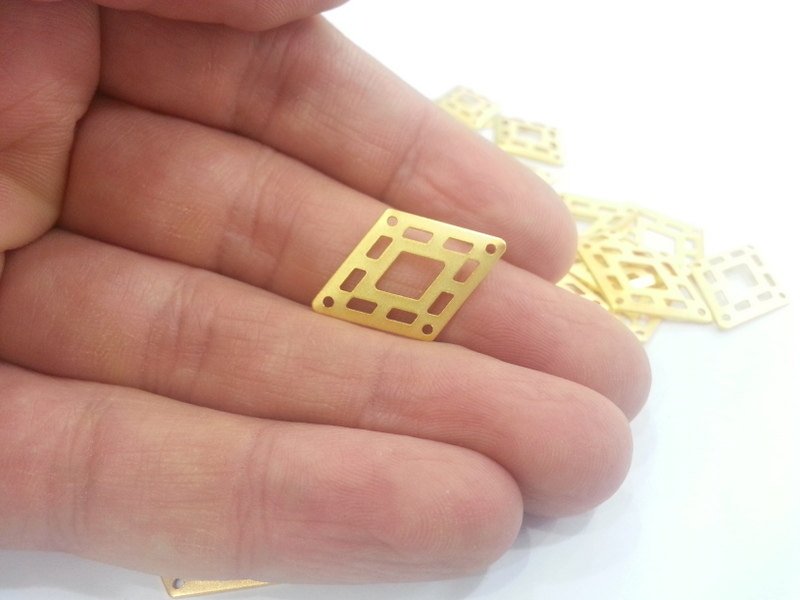 8 Pcs (25x16 mm) Gold Plated Brass  Charms  G2287