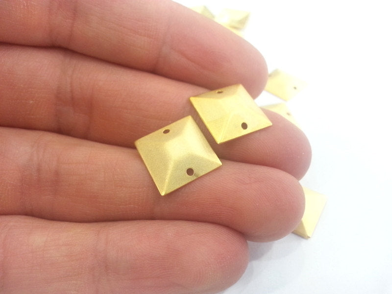 Gold Connector Gold Plated Brass Connector with Double Holes 8 Pcs (14 mm)  G2293