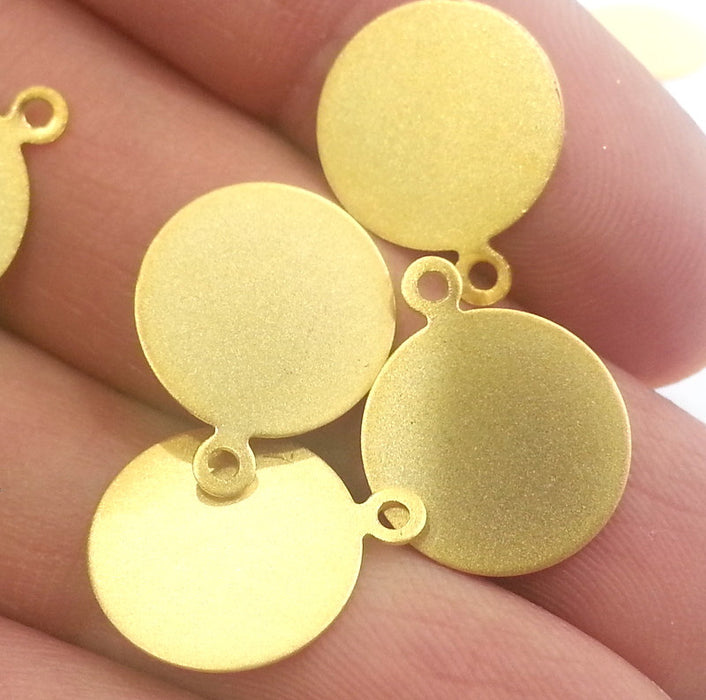 10 Gold Plated Charm Round Charms  Gold Plated Brass  (13 mm) G2295