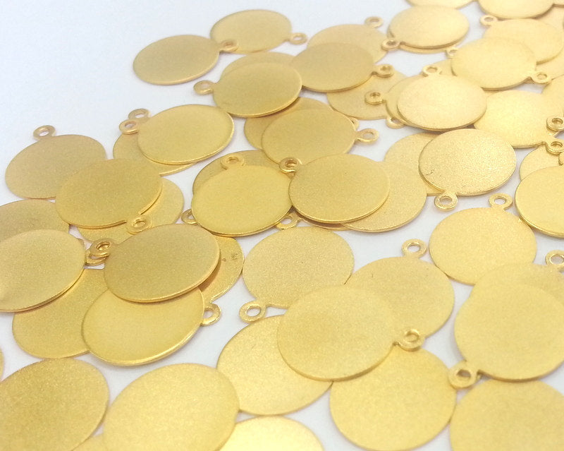 10 Gold Plated Charm Round Charms  Gold Plated Brass  (13 mm) G2295