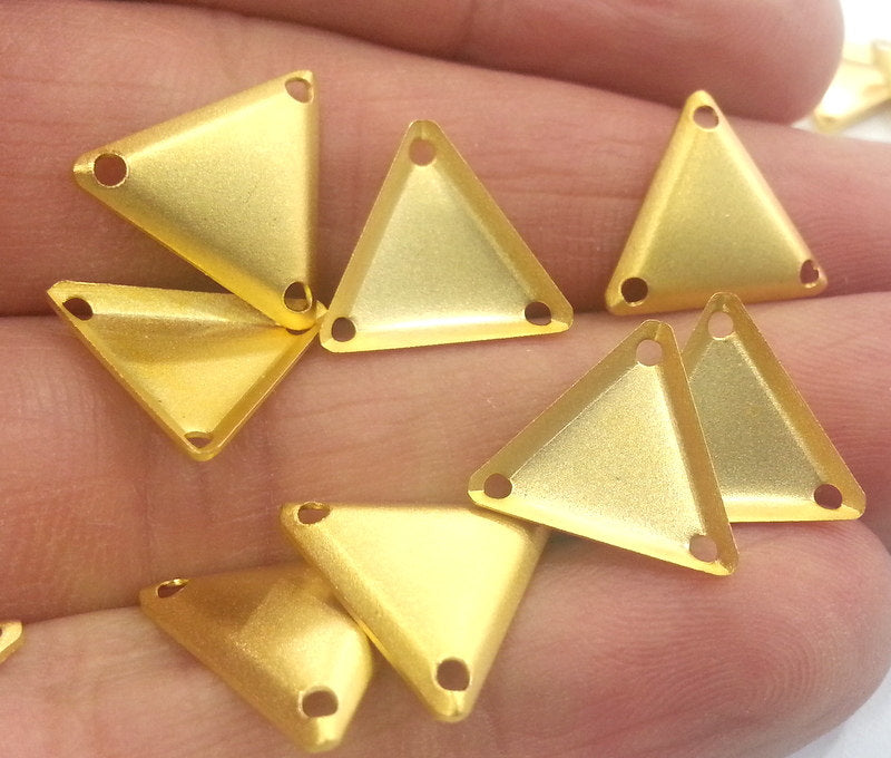 10 Gold Triangle Connector Gold Plated Brass Triangle Charms 10 Pcs (14 mm) G2284