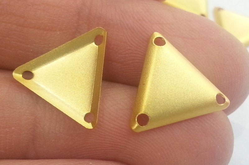 10 Gold Triangle Connector Gold Plated Brass Triangle Charms 10 Pcs (14 mm) G2284