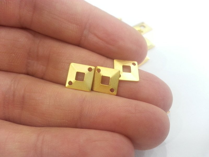 10 Pcs (10 mm) Gold Plated Brass Connector , Charms , G2290