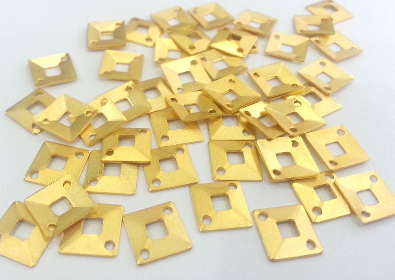 10 Pcs (10 mm) Gold Plated Brass Connector , Charms , G2290