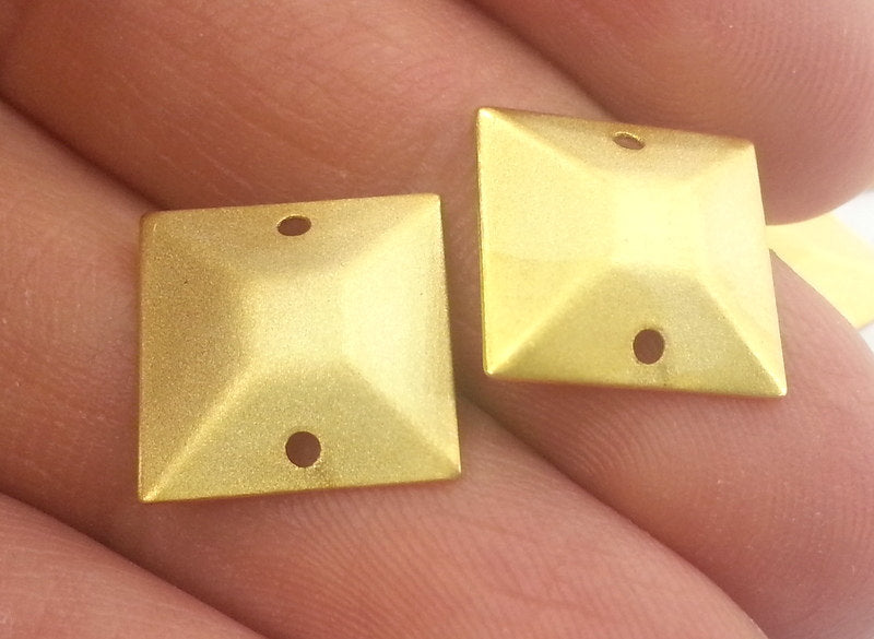 Gold Connector Gold Plated Brass Connector with Double Holes 8 Pcs (14 mm)  G2293