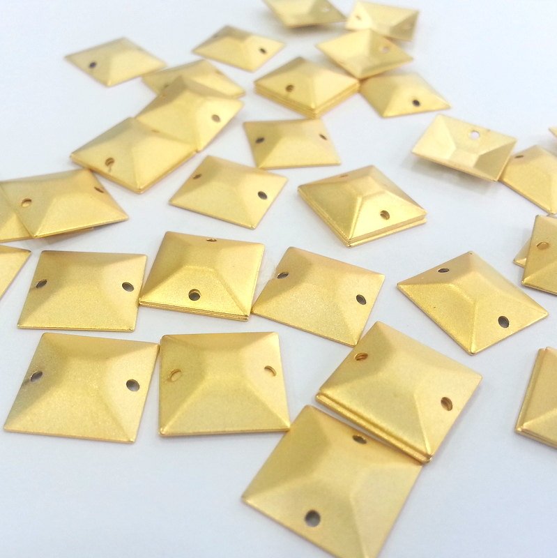 Gold Connector Gold Plated Brass Connector with Double Holes 8 Pcs (14 mm)  G2293