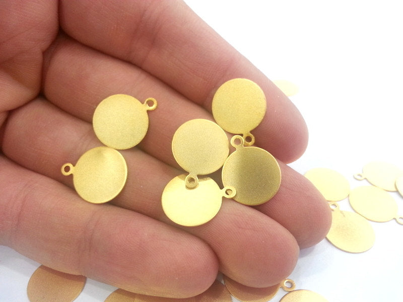 10 Gold Plated Charm Round Charms  Gold Plated Brass  (13 mm) G2295