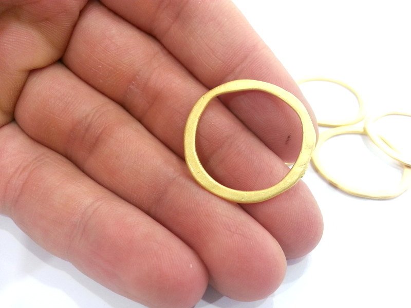 4 Gold Circle Finding Gold Plated Ring Round 4 Pcs. (29 mm)  G9186