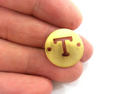 20mm   Letter T  Charm , Gold Plated Brass   G2304