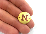 20mm   Letter N  Pendant, Double Holes Gold Plated Brass  G2314