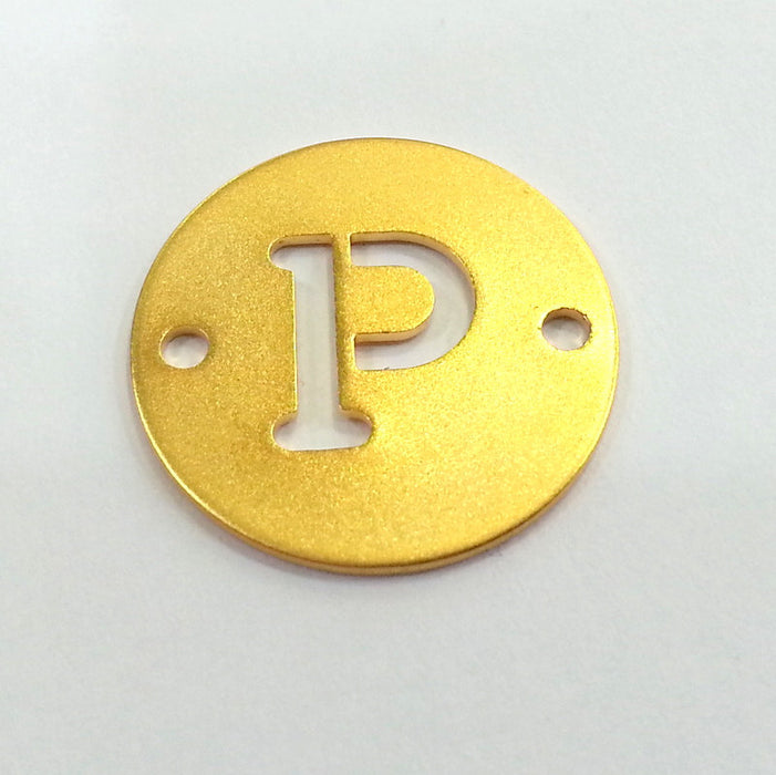 20mm   Letter P  Charm , Gold Plated Brass  G2315