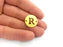20mm   Letter R  Charm , Double Holes , Gold Plated Brass  G2319