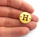Letter Charms H  Charm, Double Holes Gold Plated Brass 20mm  G2303