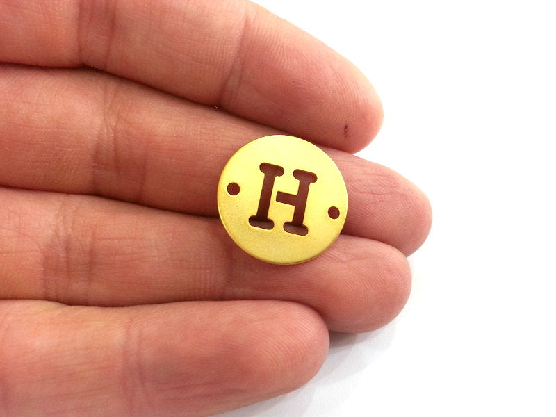 Letter Charms H  Charm, Double Holes Gold Plated Brass 20mm  G2303