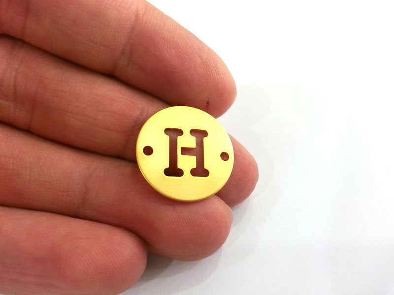 Letter Charms H  Charm, Double Holes Gold Plated Brass 20mm  G2303