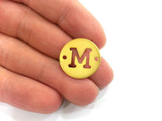 20mm   Letter M   Double Holes , Gold Plated Brass   G2313