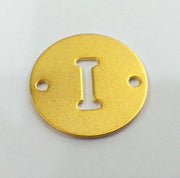 Gold Charms Letter I  Charm , Double Holes , Gold Plated Brass  20mm   G2316