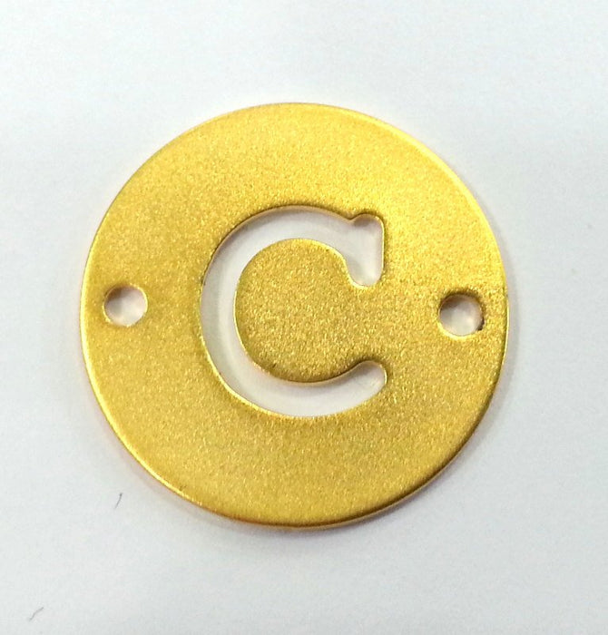 20mm   Letter C  Double Holes Gold Plated Brass   G2317