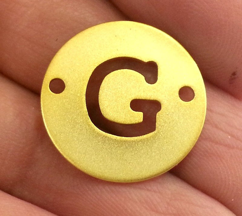 20mm   Letter G  Charm, Double Holes  Gold Plated Brass G2323